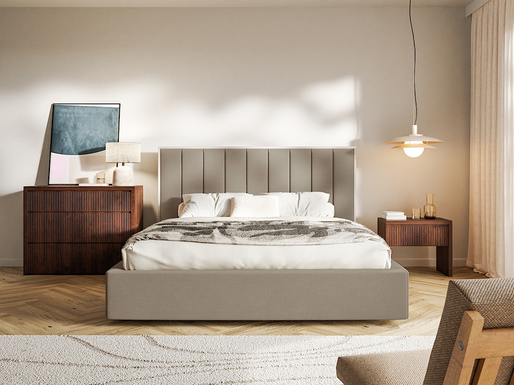 Łóżko tapicerowane 140x200 cm Togents brązowe welur hydrofobowy  - zdjęcie 3