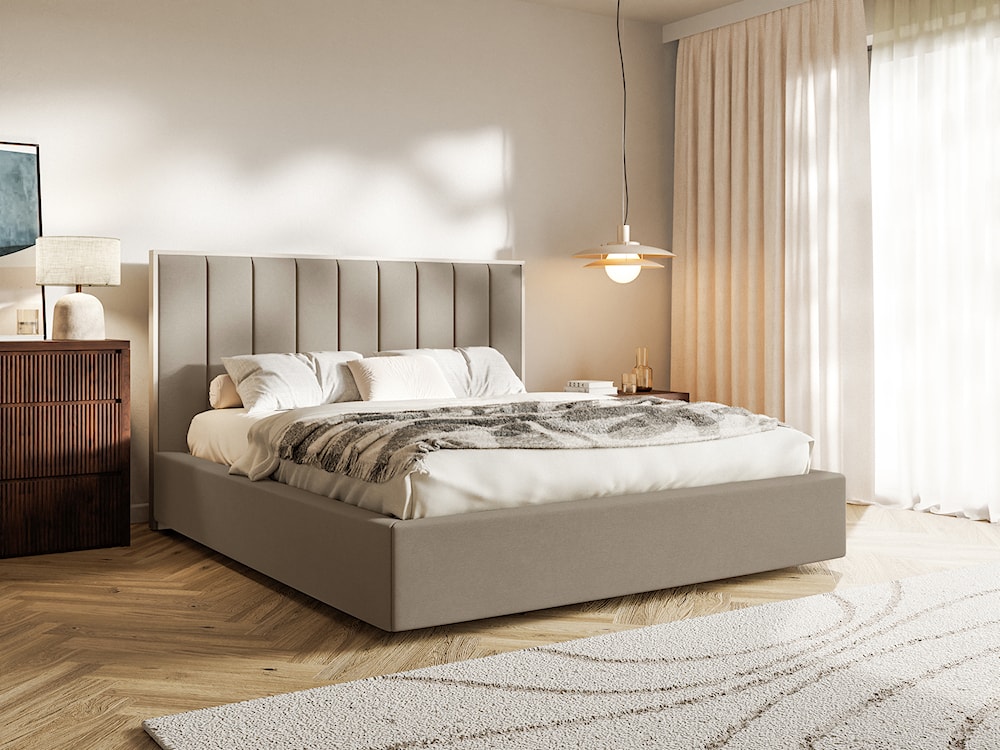 Łóżko tapicerowane 140x200 cm Togents brązowe welur hydrofobowy  - zdjęcie 2