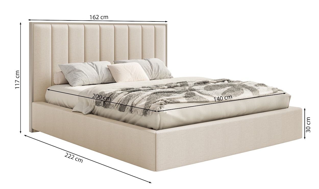 Łóżko tapicerowane 140x200 cm Togents z oświetleniem LED kremowe welur hydrofobowy  - zdjęcie 6