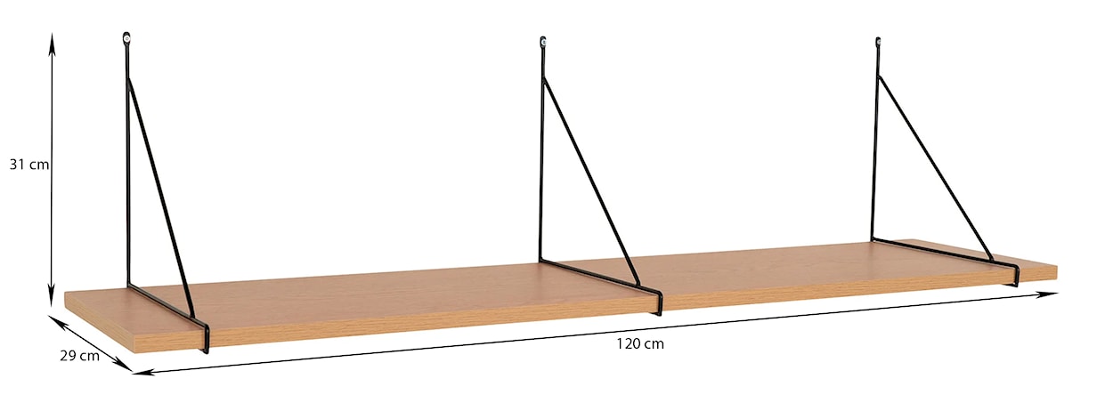 Półka wisząca Allates metalowa rama 120 cm brązowa  - zdjęcie 4