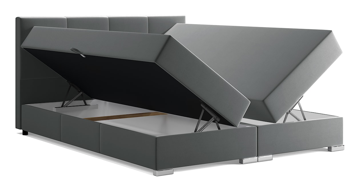 Łóżko kontynentalne 160x200 cm Palazzine z pojemnikami i topperem ciemnoszare  - zdjęcie 3