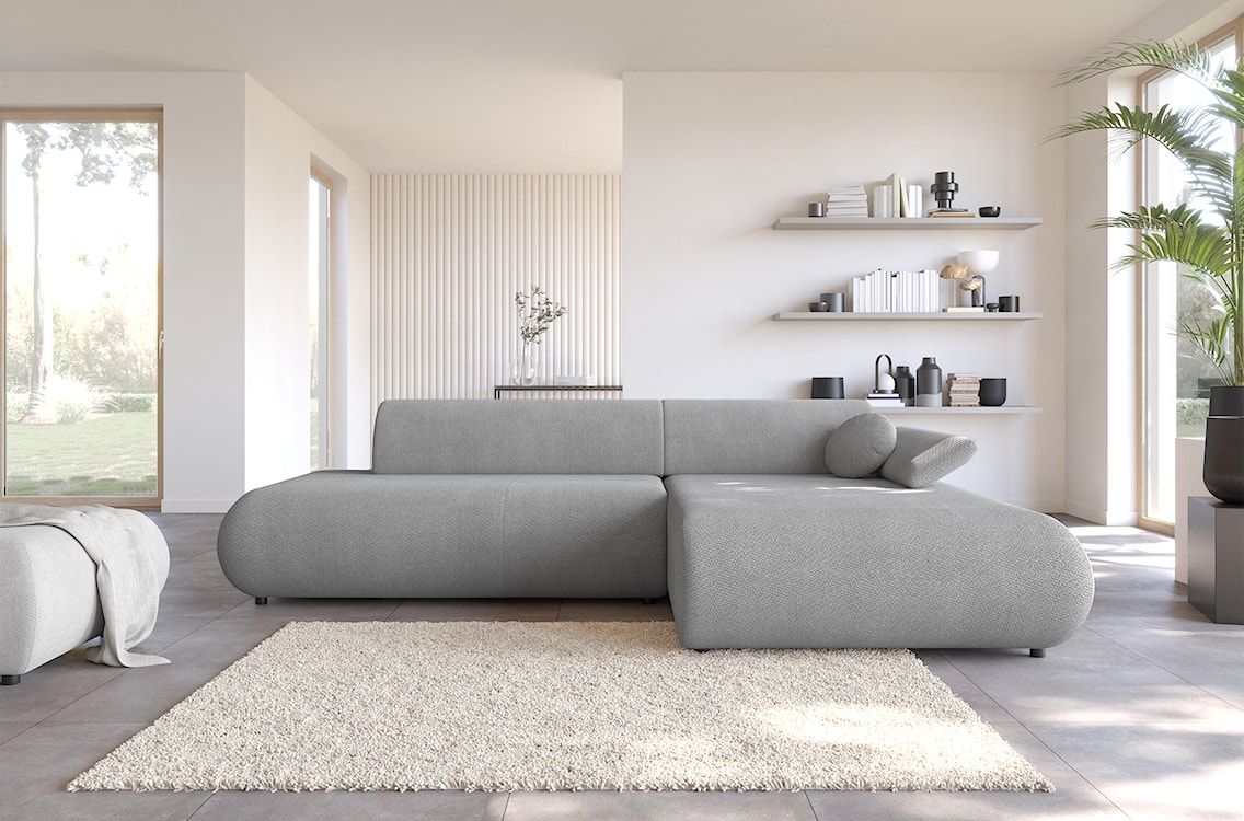 Narożnik z funkcją spania Armone L-kształtny prawostronny szary szenil  - zdjęcie 2