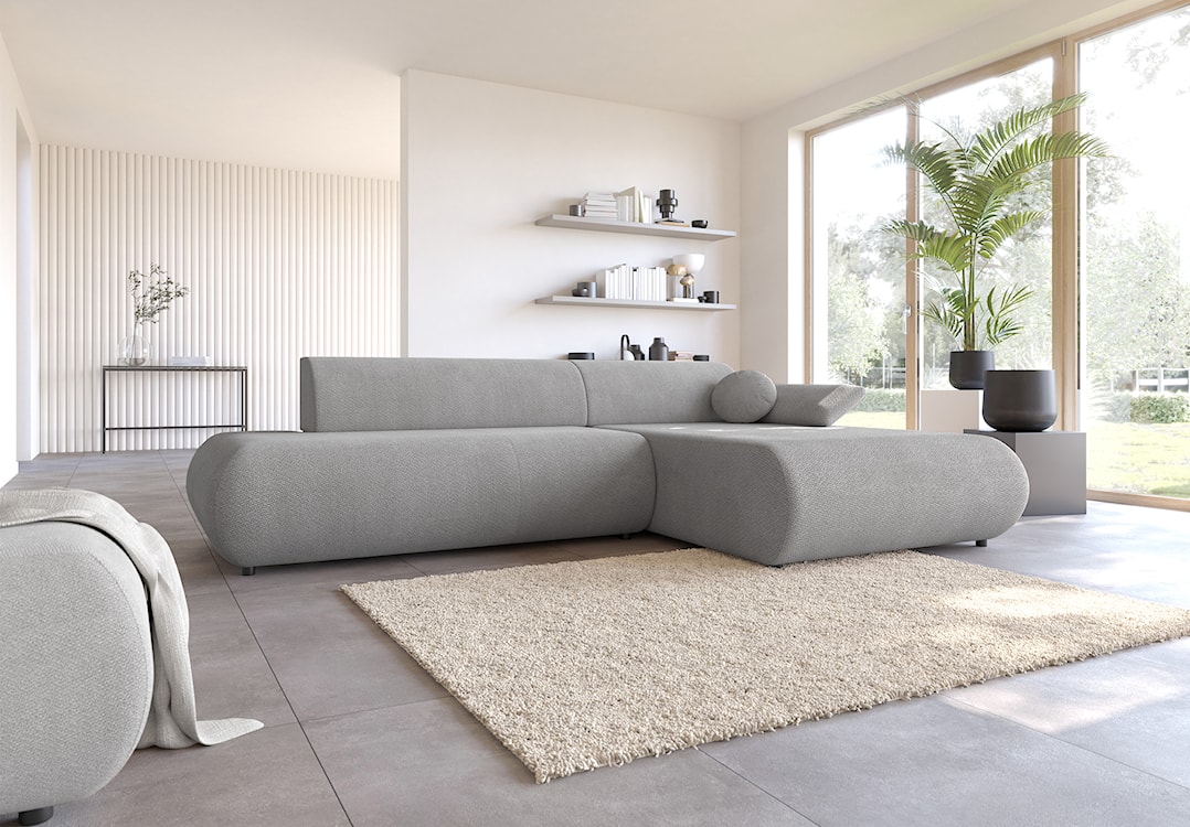 Narożnik z funkcją spania Armone L-kształtny prawostronny szary szenil  - zdjęcie 5