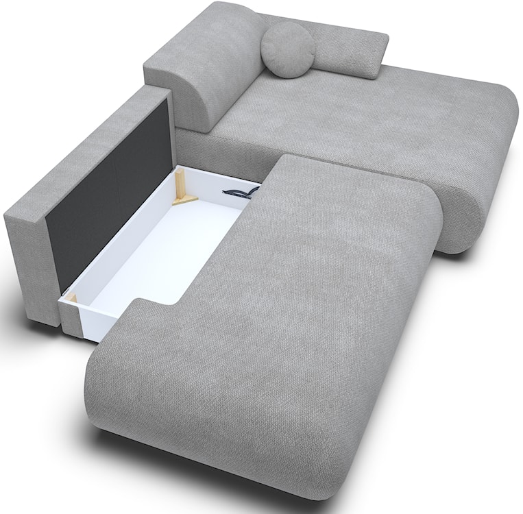 Narożnik z funkcją spania Armone L-kształtny prawostronny szary szenil  - zdjęcie 4