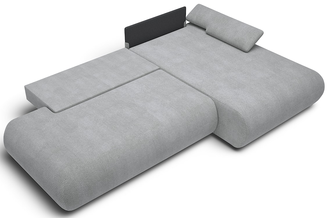 Narożnik z funkcją spania Armone L-kształtny prawostronny szary szenil  - zdjęcie 3