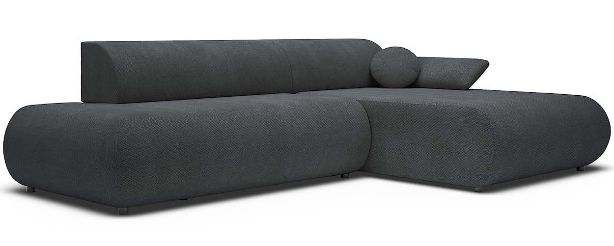 Narożnik z funkcją spania Armone L-kształtny prawostronny grafitowy szenil  - zdjęcie 6