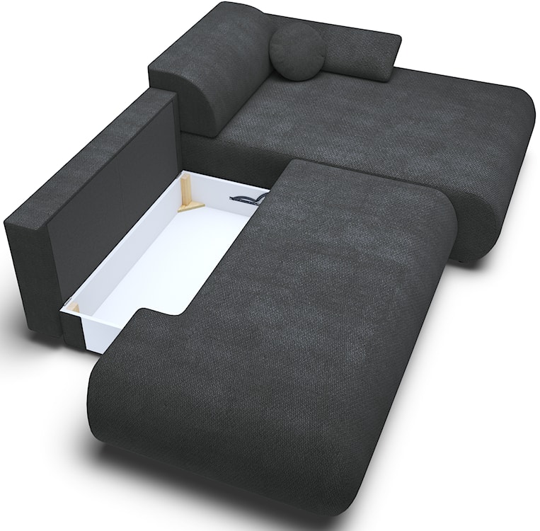 Narożnik z funkcją spania Armone L-kształtny prawostronny grafitowy szenil  - zdjęcie 4