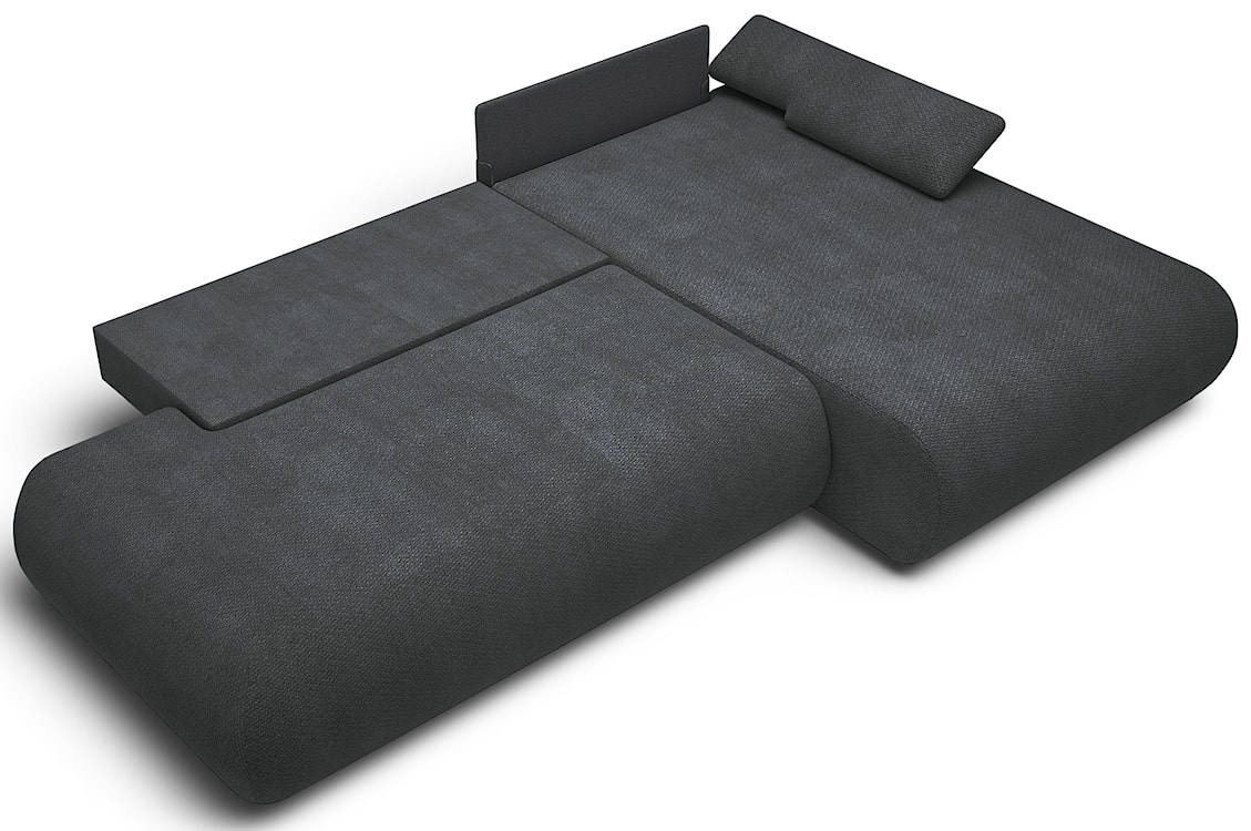 Narożnik z funkcją spania Armone L-kształtny prawostronny grafitowy szenil  - zdjęcie 3