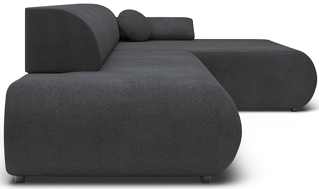 Narożnik z funkcją spania Armone L-kształtny prawostronny grafitowy szenil  - zdjęcie 8