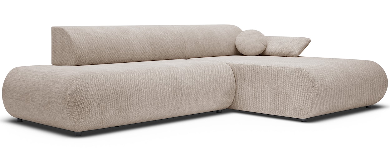 Narożnik z funkcją spania Armone L-kształtny prawostronny jasnobeżowy szenil  - zdjęcie 6