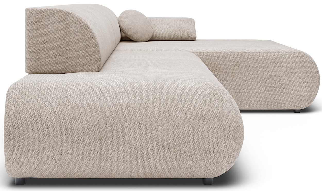 Narożnik z funkcją spania Armone L-kształtny prawostronny jasnobeżowy szenil  - zdjęcie 8