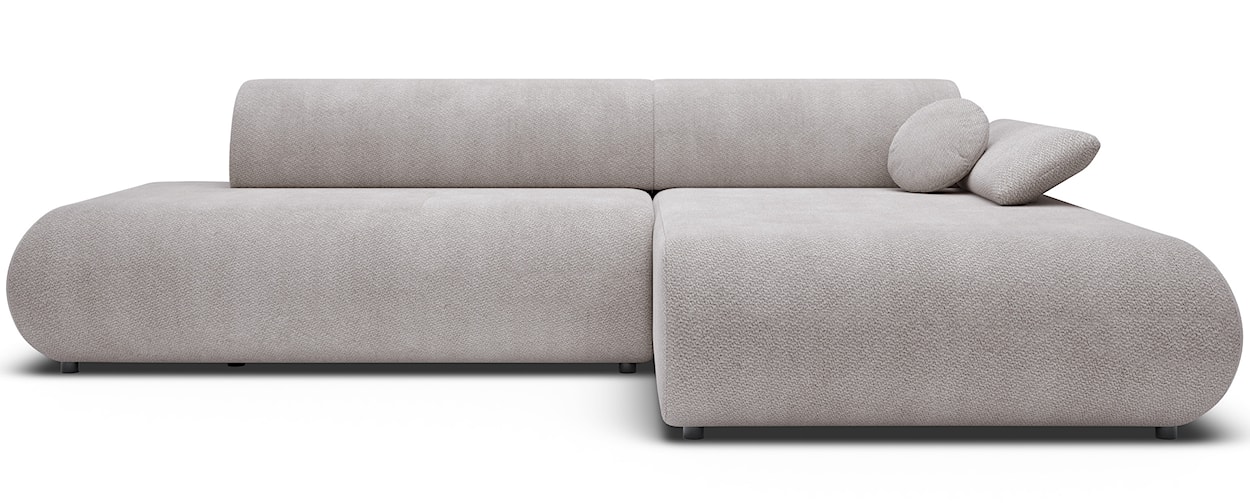 Narożnik z funkcją spania Armone L-kształtny prawostronny jasnoszary szenil 