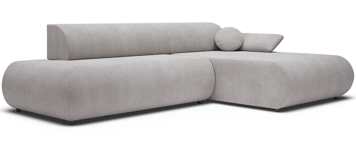 Narożnik z funkcją spania Armone L-kształtny prawostronny jasnoszary szenil  - zdjęcie 6