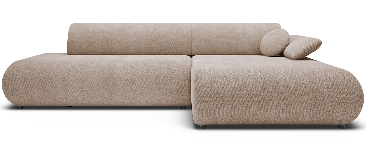 Narożnik z funkcją spania Armone L-kształtny prawostronny beżowy szenil 