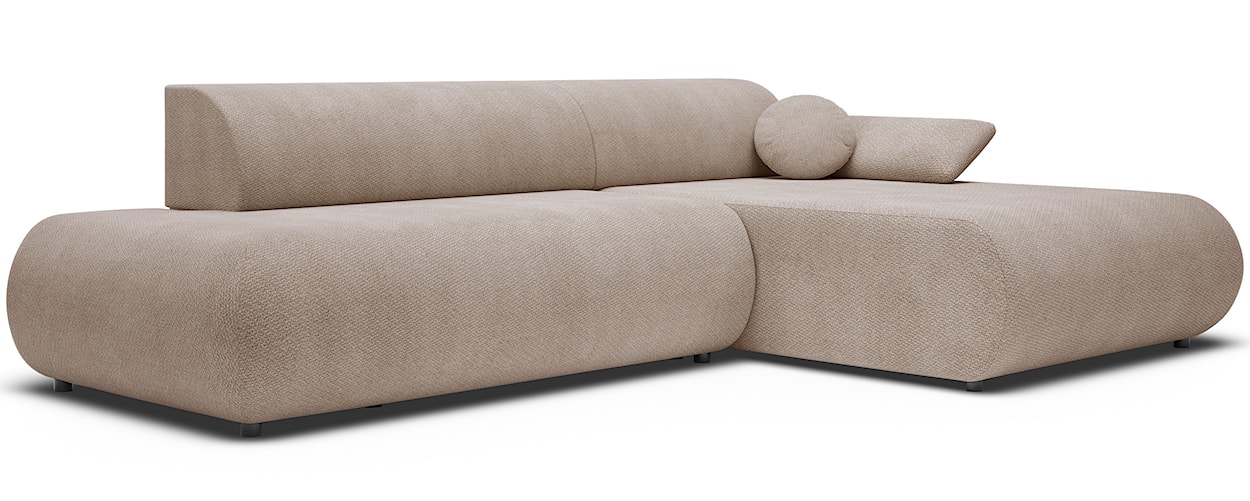 Narożnik z funkcją spania Armone L-kształtny prawostronny beżowy szenil  - zdjęcie 6