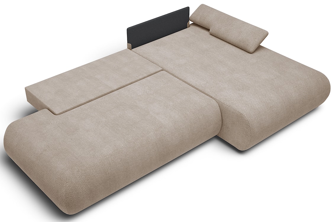 Narożnik z funkcją spania Armone L-kształtny prawostronny beżowy szenil  - zdjęcie 3