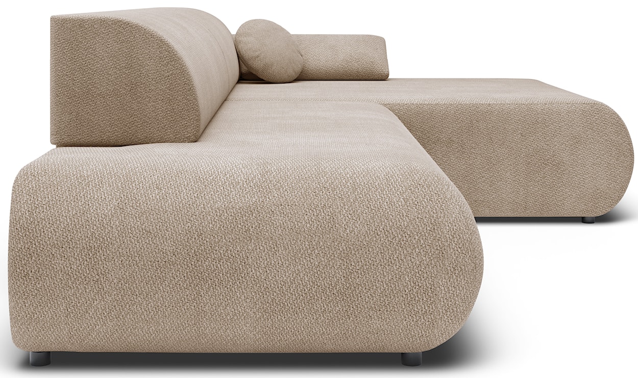 Narożnik z funkcją spania Armone L-kształtny prawostronny beżowy szenil  - zdjęcie 8