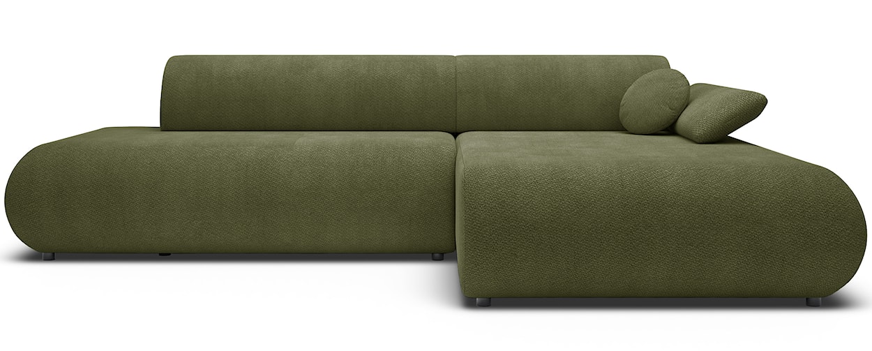 Narożnik z funkcją spania Armone L-kształtny prawostronny oliwkowy szenil 