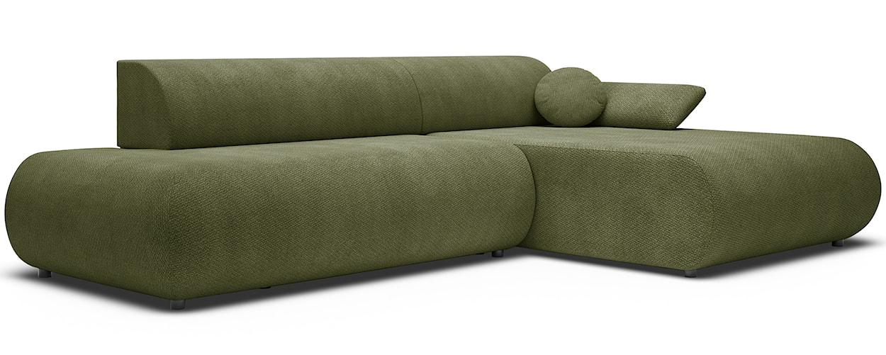 Narożnik z funkcją spania Armone L-kształtny prawostronny oliwkowy szenil  - zdjęcie 6