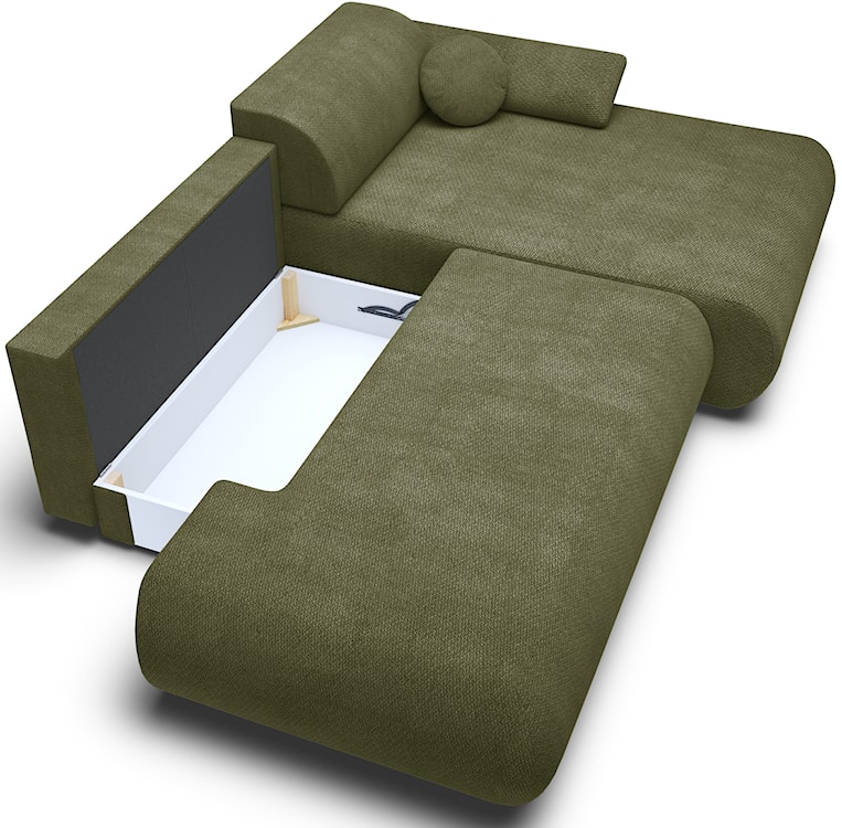 Narożnik z funkcją spania Armone L-kształtny prawostronny oliwkowy szenil  - zdjęcie 4