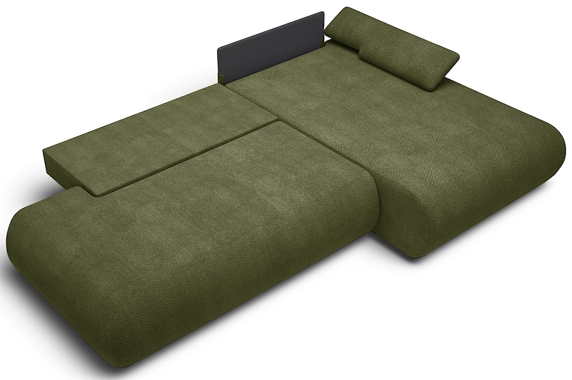 Narożnik z funkcją spania Armone L-kształtny prawostronny oliwkowy szenil  - zdjęcie 3