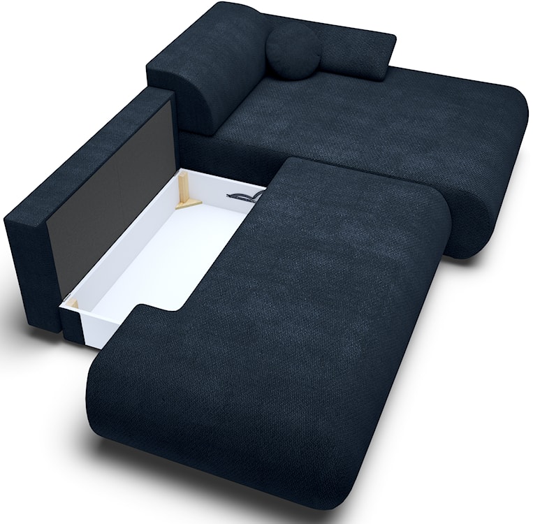 Narożnik z funkcją spania Armone L-kształtny prawostronny granatowy szenil  - zdjęcie 4