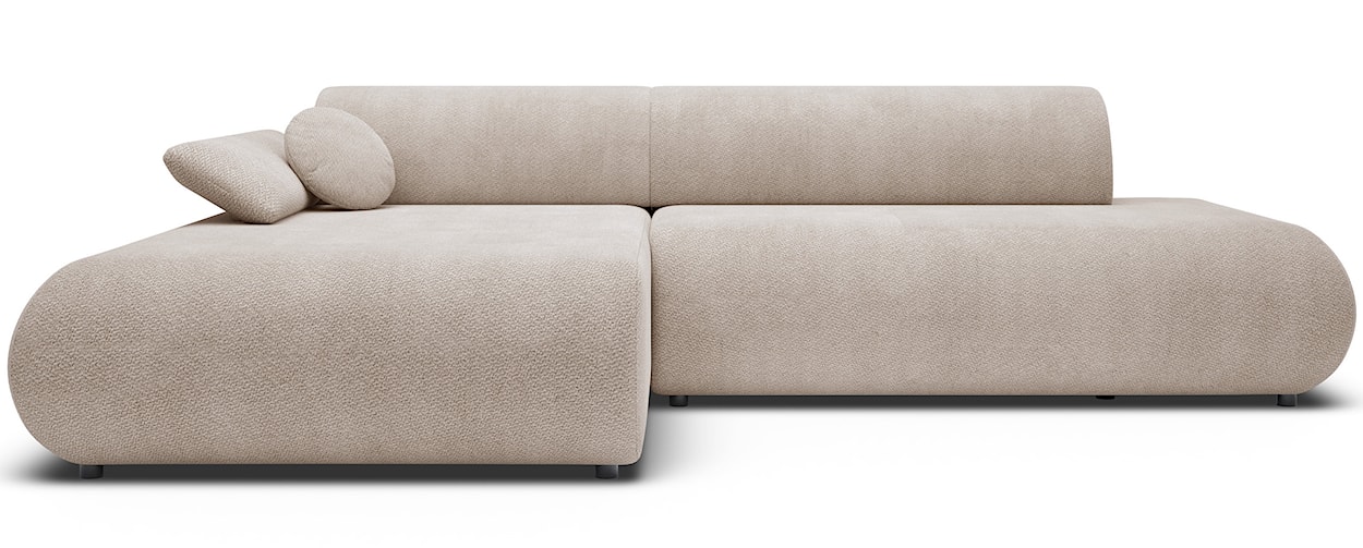 Narożnik z funkcją spania Armone L-kształtny lewostronny jasnobeżowy szenil 