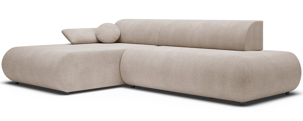 Narożnik z funkcją spania Armone L-kształtny lewostronny jasnobeżowy szenil  - zdjęcie 6