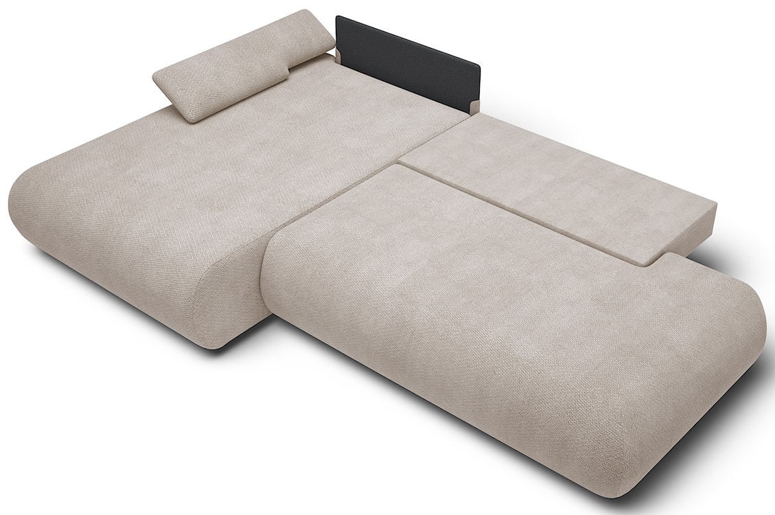 Narożnik z funkcją spania Armone L-kształtny lewostronny jasnobeżowy szenil  - zdjęcie 3