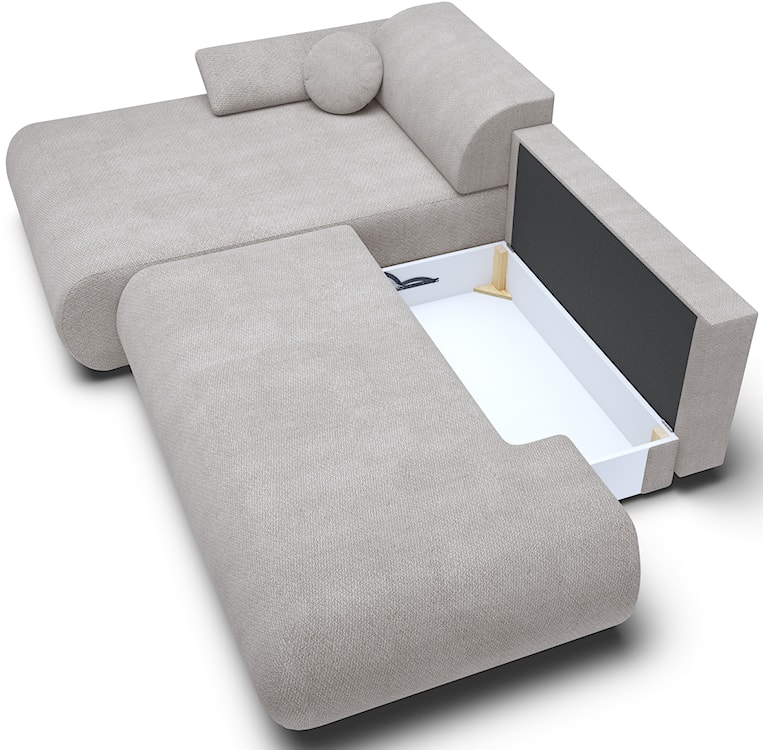 Narożnik z funkcją spania Armone L-kształtny lewostronny jasnoszary szenil  - zdjęcie 4