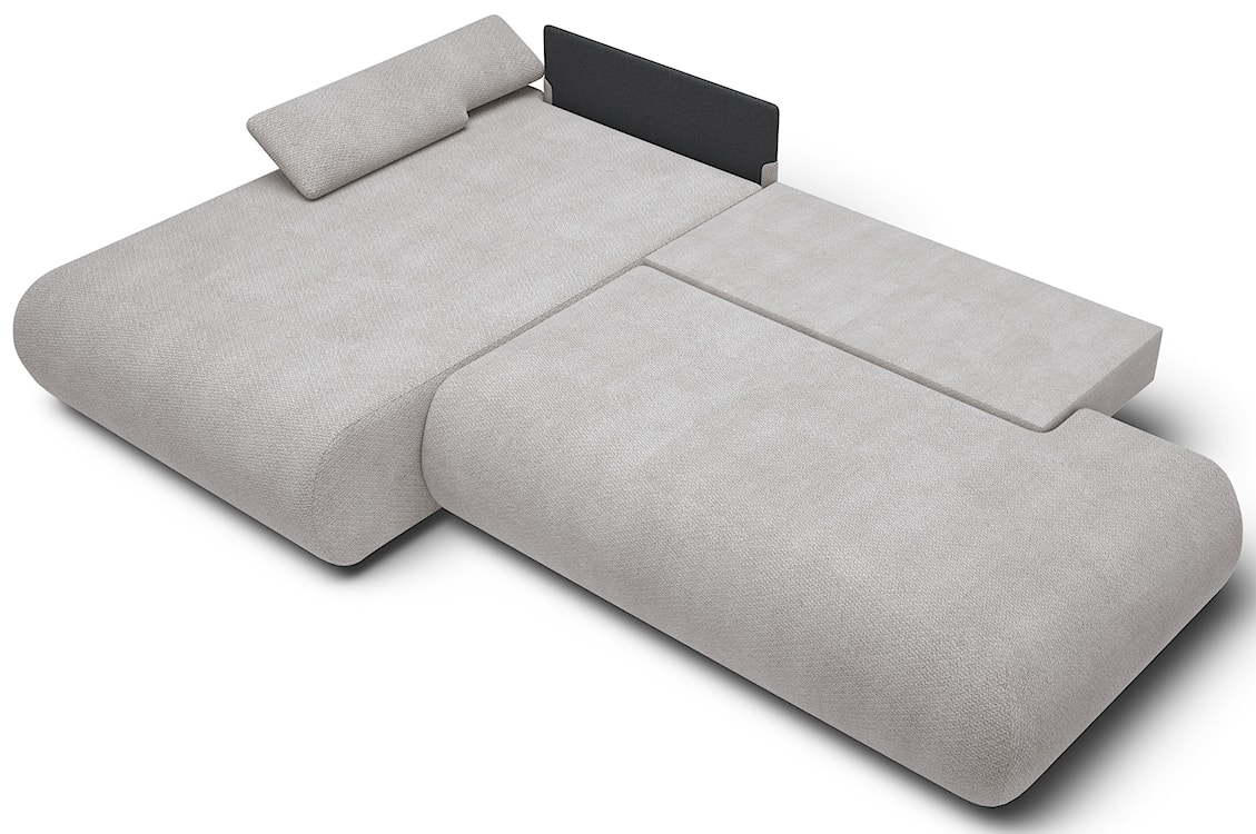 Narożnik z funkcją spania Armone L-kształtny lewostronny jasnoszary szenil  - zdjęcie 3