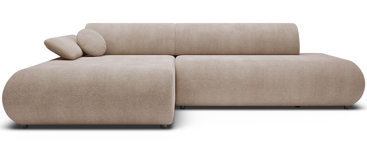 Narożnik z funkcją spania Armone L-kształtny lewostronny beżowy szenil 