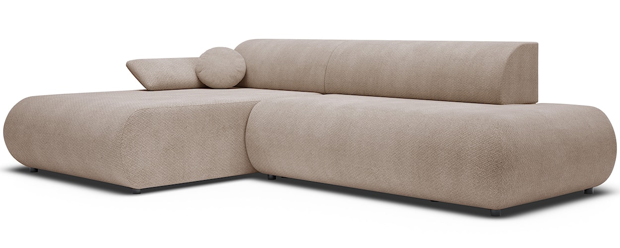 Narożnik z funkcją spania Armone L-kształtny lewostronny beżowy szenil  - zdjęcie 6