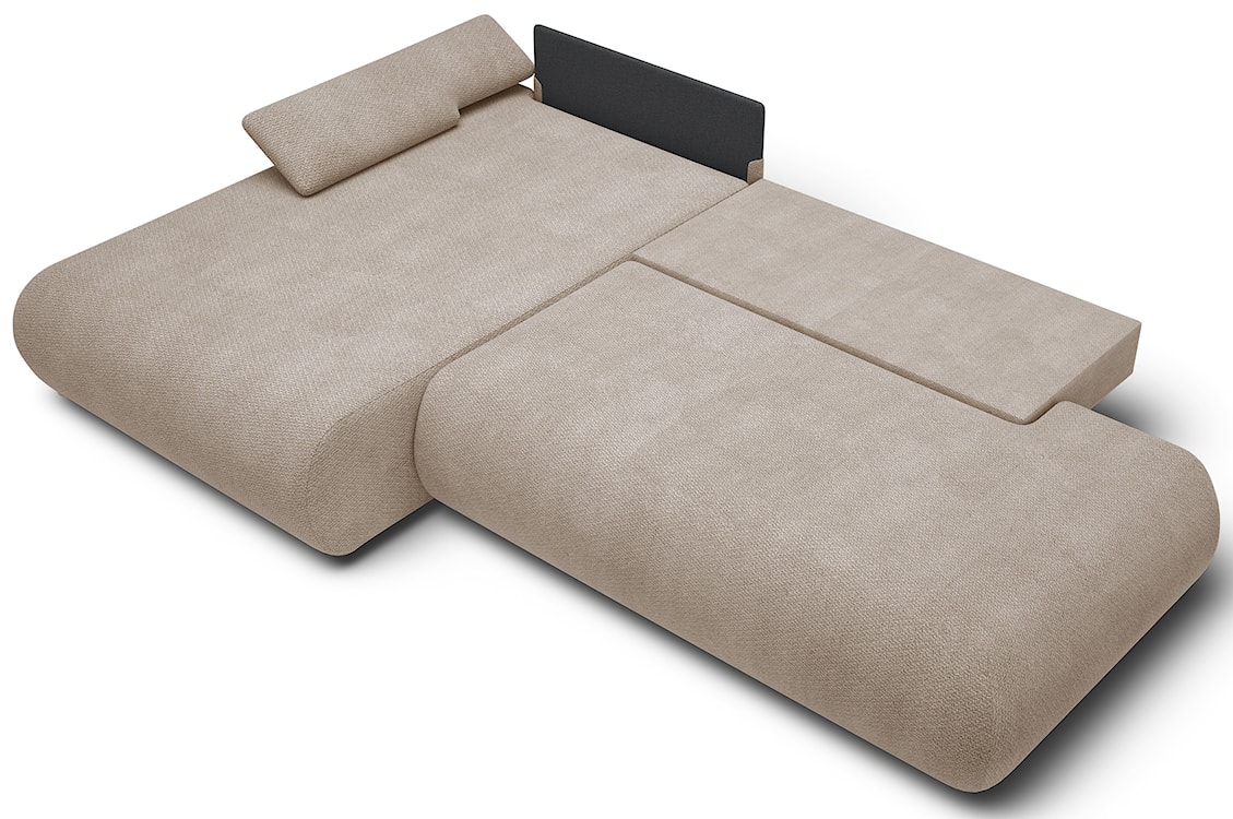 Narożnik z funkcją spania Armone L-kształtny lewostronny beżowy szenil  - zdjęcie 3