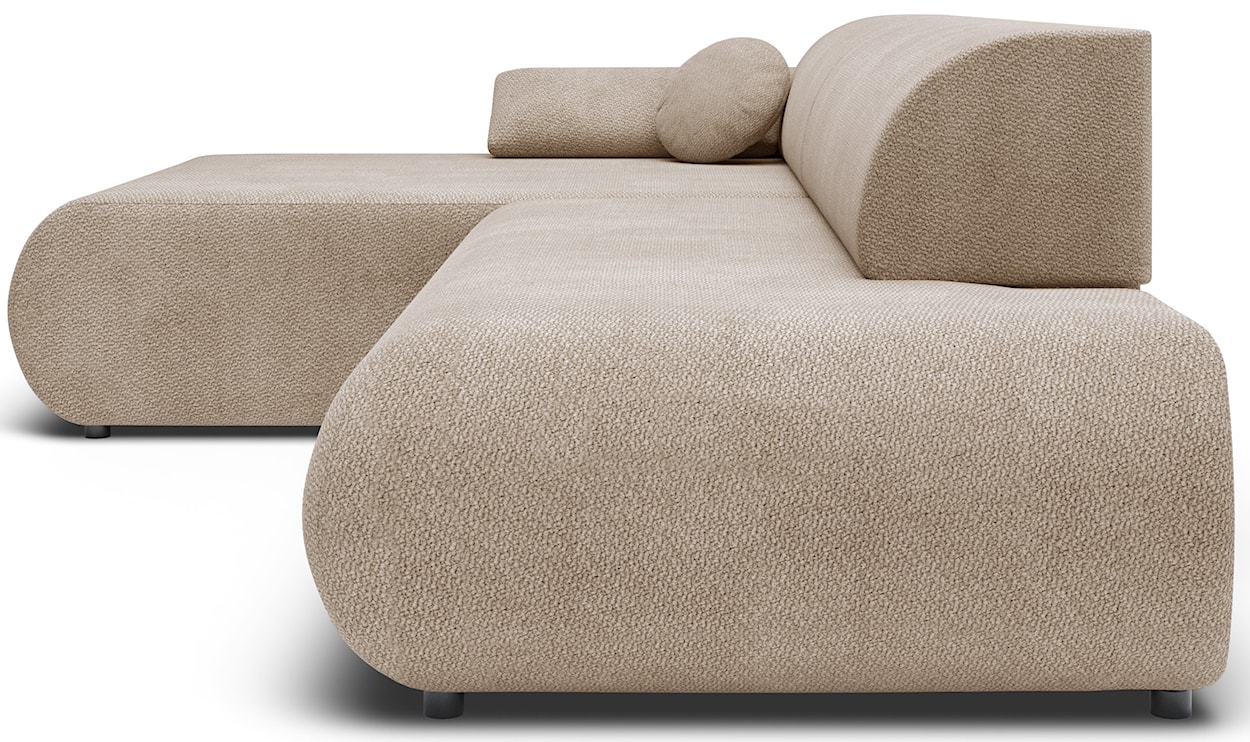 Narożnik z funkcją spania Armone L-kształtny lewostronny beżowy szenil  - zdjęcie 8