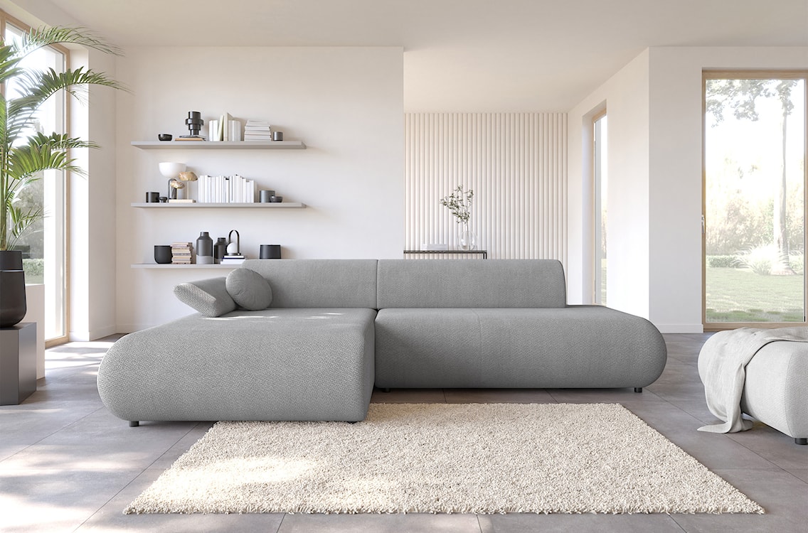 Narożnik z funkcją spania Armone L-kształtny lewostronny szary szenil  - zdjęcie 2