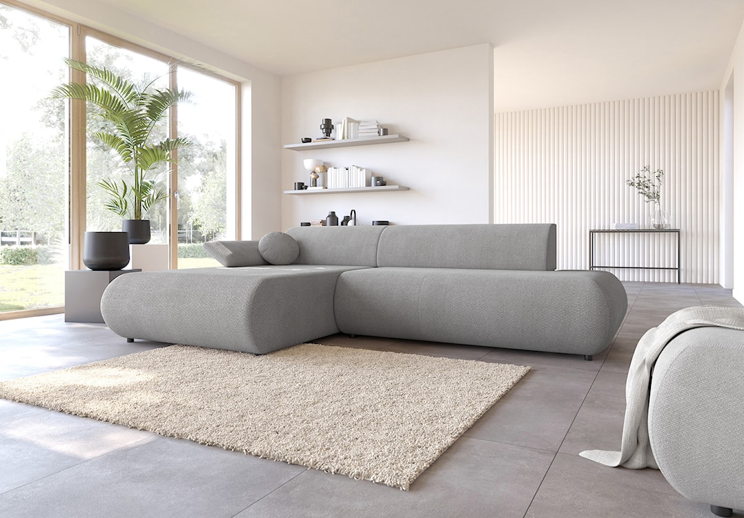 Narożnik z funkcją spania Armone L-kształtny lewostronny szary szenil  - zdjęcie 5