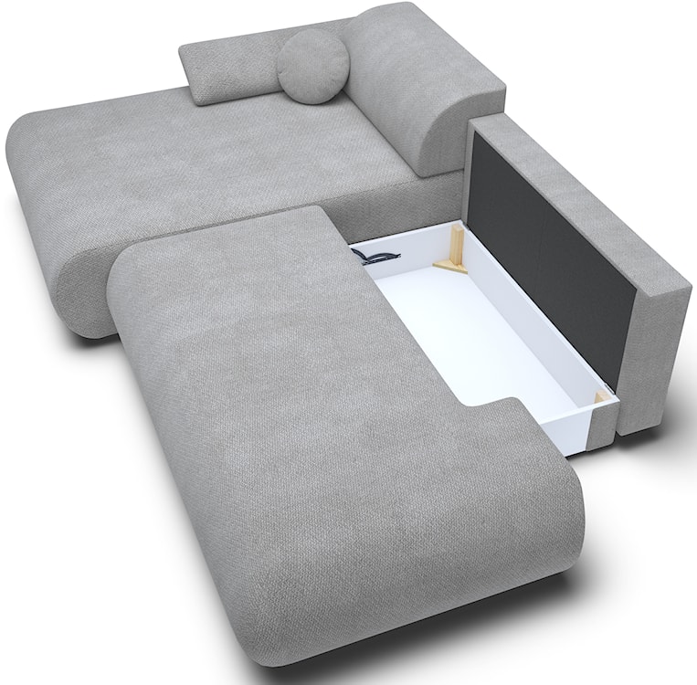 Narożnik z funkcją spania Armone L-kształtny lewostronny szary szenil  - zdjęcie 4