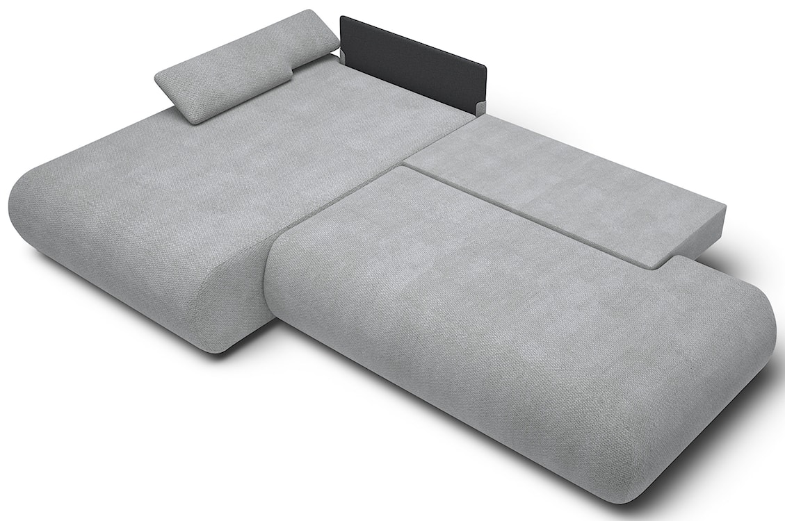 Narożnik z funkcją spania Armone L-kształtny lewostronny szary szenil  - zdjęcie 3