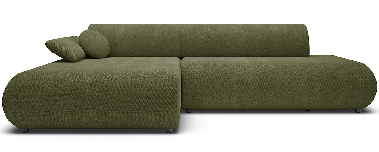 Narożnik z funkcją spania Armone L-kształtny lewostronny oliwkowy szenil 