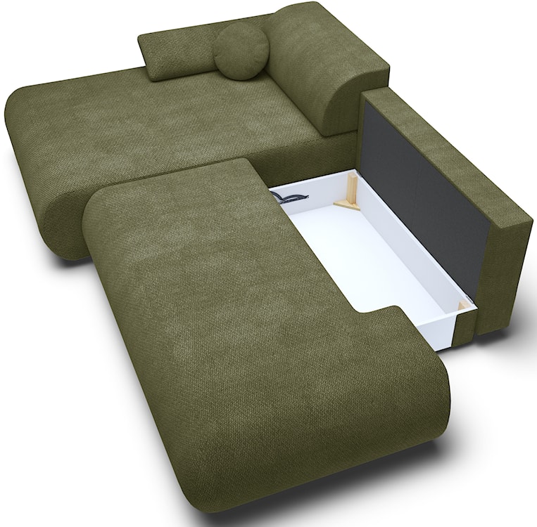 Narożnik z funkcją spania Armone L-kształtny lewostronny oliwkowy szenil  - zdjęcie 4