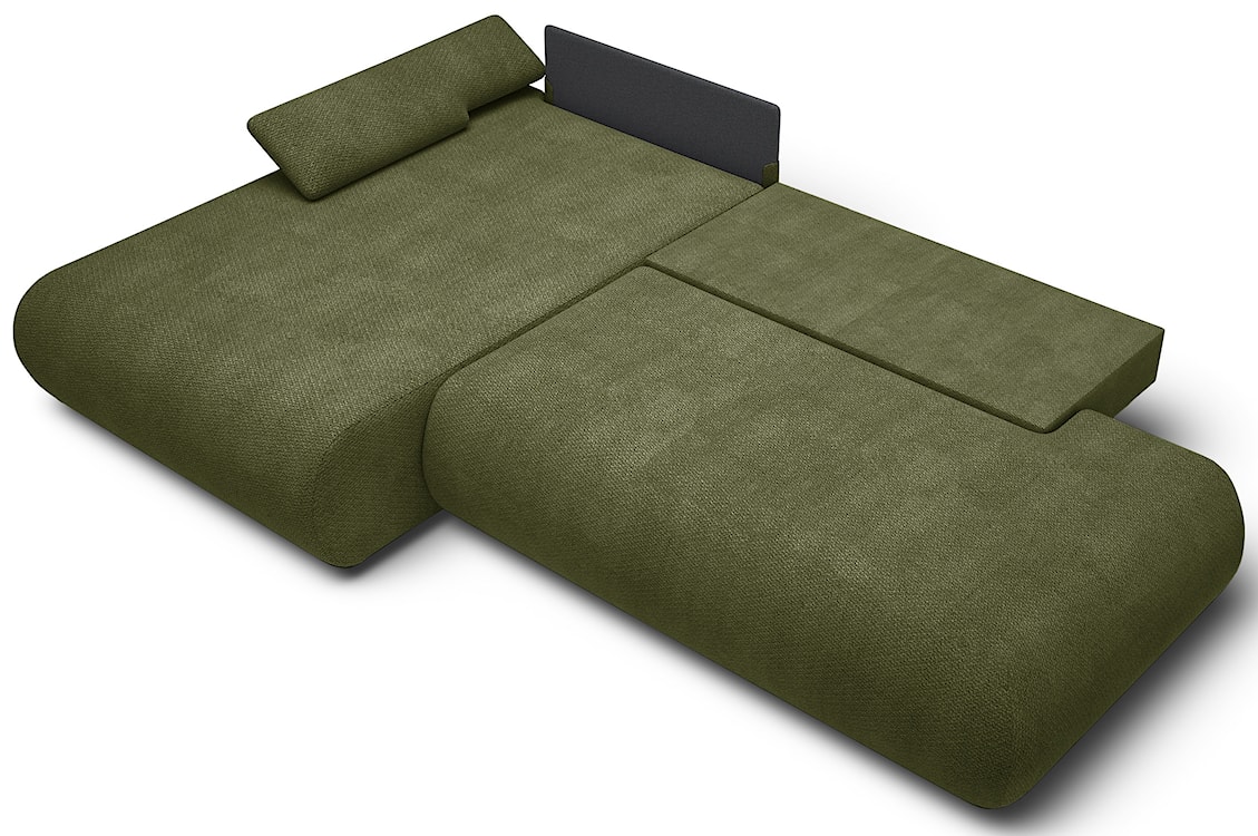 Narożnik z funkcją spania Armone L-kształtny lewostronny oliwkowy szenil  - zdjęcie 3