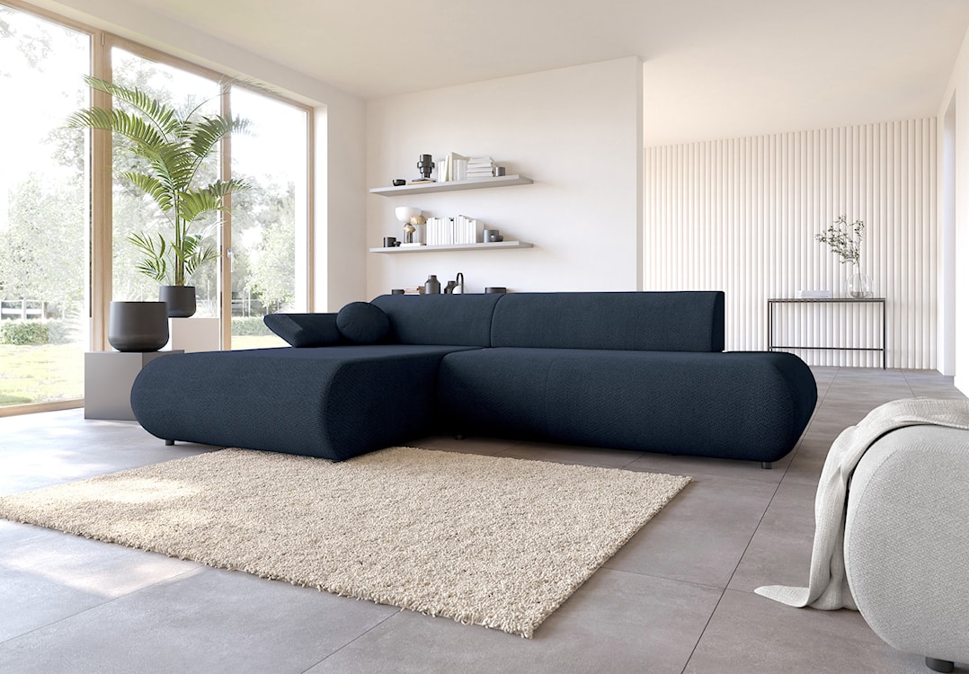Narożnik z funkcją spania Armone L-kształtny lewostronny granatowy szenil  - zdjęcie 5