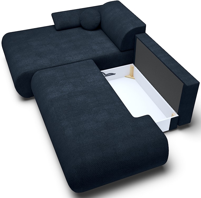 Narożnik z funkcją spania Armone L-kształtny lewostronny granatowy szenil  - zdjęcie 4