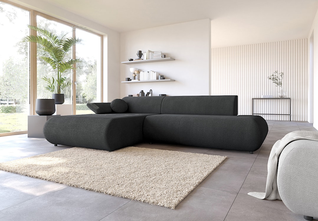 Narożnik z funkcją spania Armone L-kształtny lewostronny grafitowy szenil  - zdjęcie 5