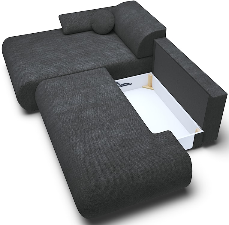 Narożnik z funkcją spania Armone L-kształtny lewostronny grafitowy szenil  - zdjęcie 4