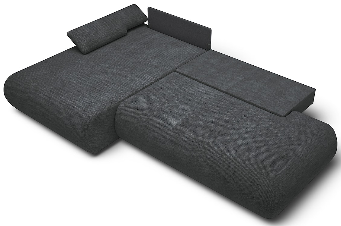 Narożnik z funkcją spania Armone L-kształtny lewostronny grafitowy szenil  - zdjęcie 3