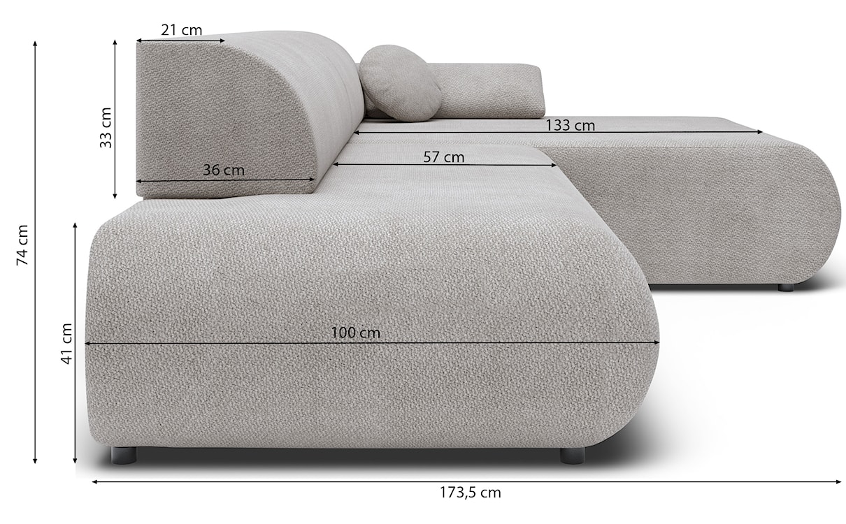 Narożnik z funkcją spania Armone L-kształtny lewostronny granatowy szenil  - zdjęcie 11
