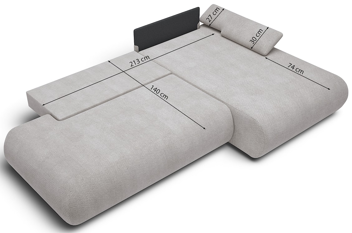 Narożnik z funkcją spania Armone L-kształtny lewostronny granatowy szenil  - zdjęcie 12