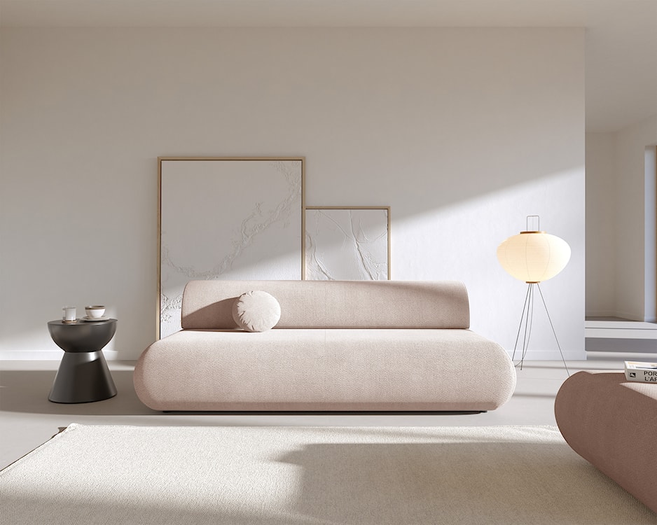 Kanapa rozkładana trzyosobowa Armone jasnobeżowa szenil  - zdjęcie 2